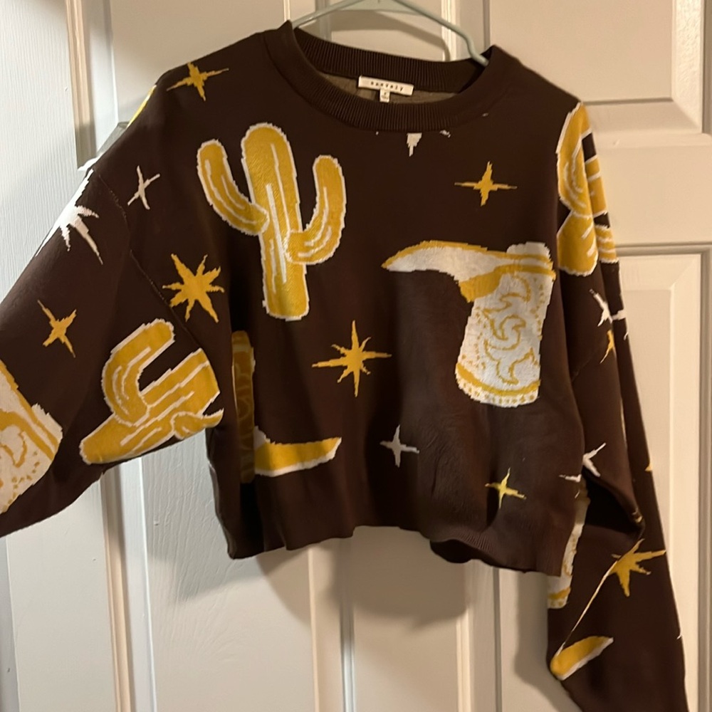 Baevely western semi cropped sweater